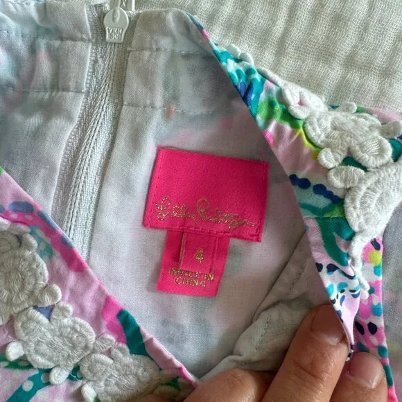 Lily Pulitzer Girls Classic Shift Dress Size 4 - Picture 3 of 4